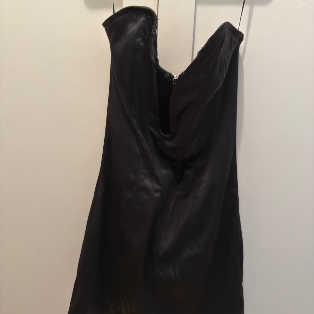 Faux leather Black Strapless Dress